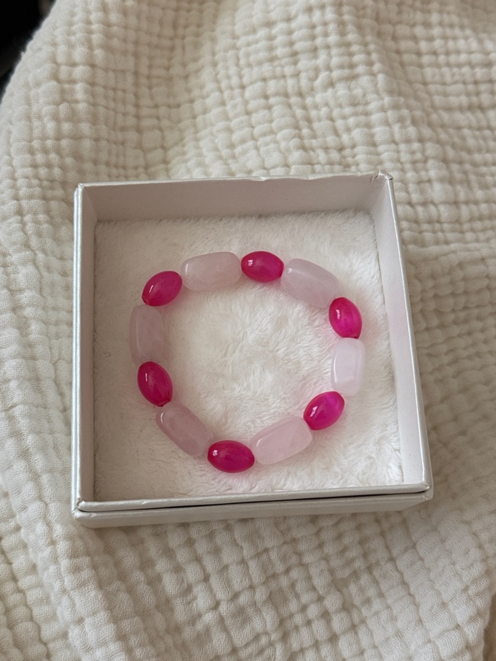 Pink beaded bracelet gems crystals light pastel baby